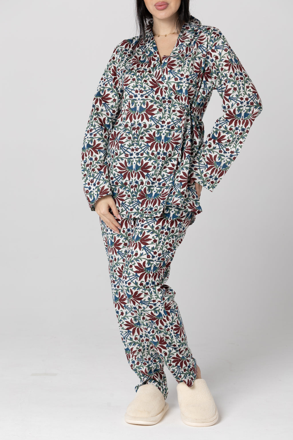 Burgundy Kimono Pajama Set