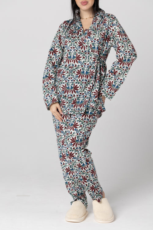 Burgundy Kimono Pajama Set