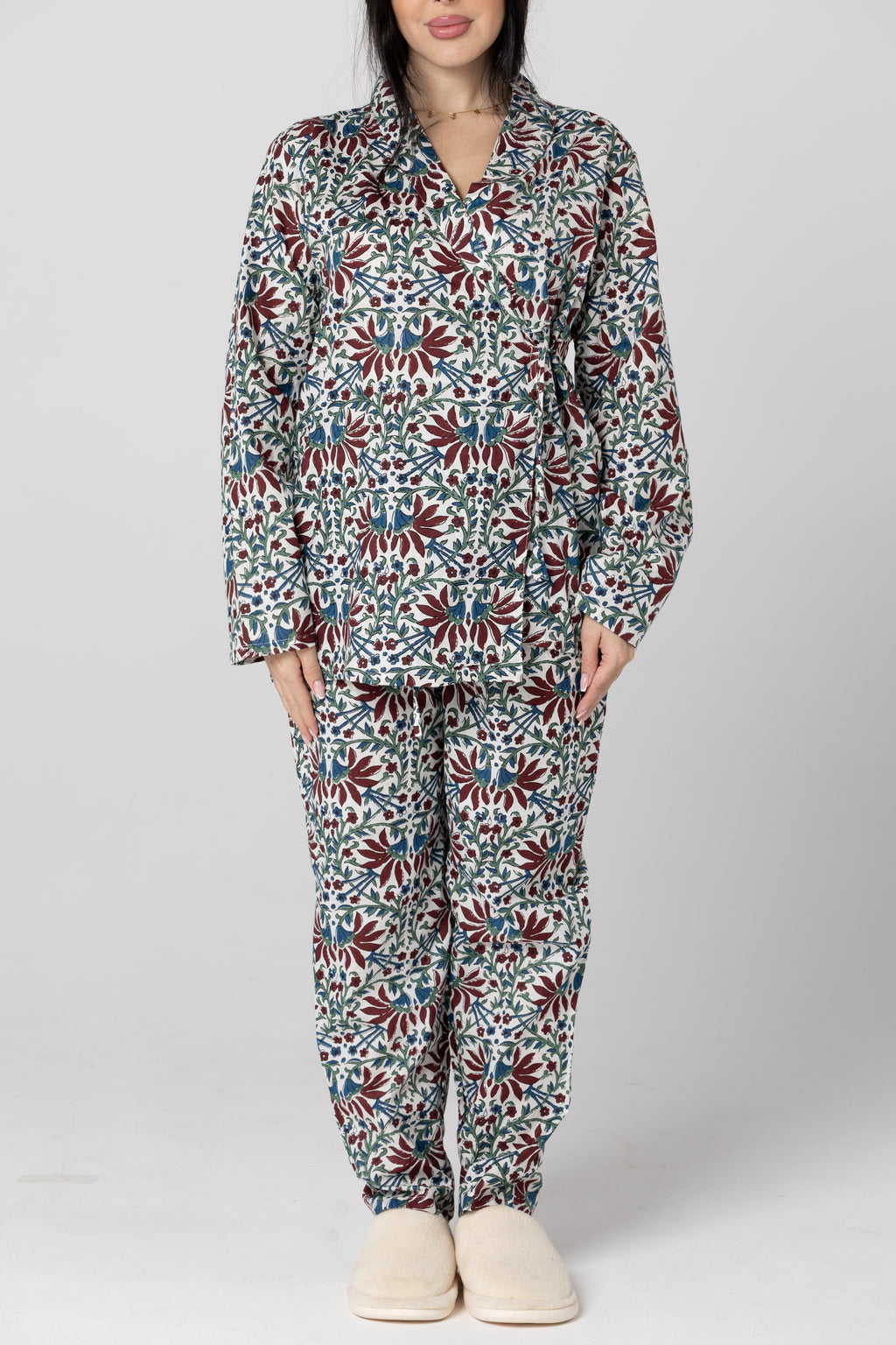 Burgundy Kimono Pajama Set