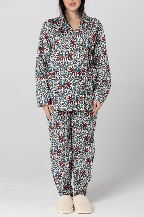 Burgundy Kimono Pajama Set