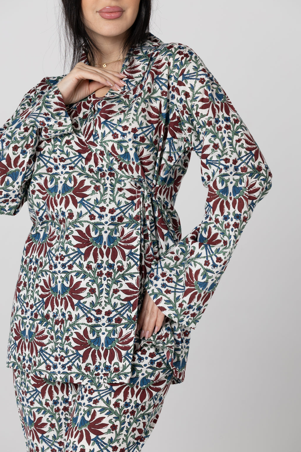 Burgundy Kimono Pajama Set
