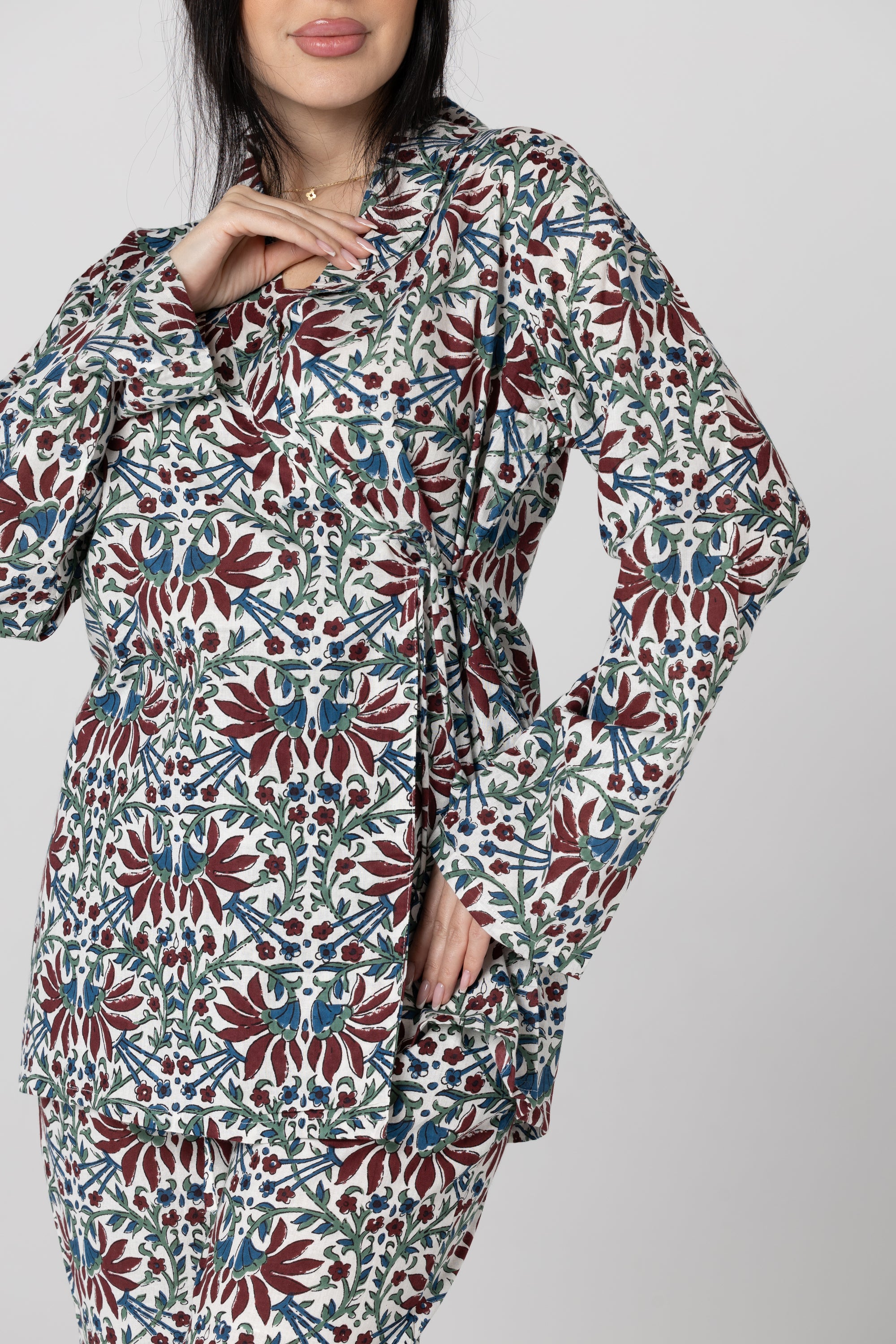 Burgundy Kimono Pajama Set