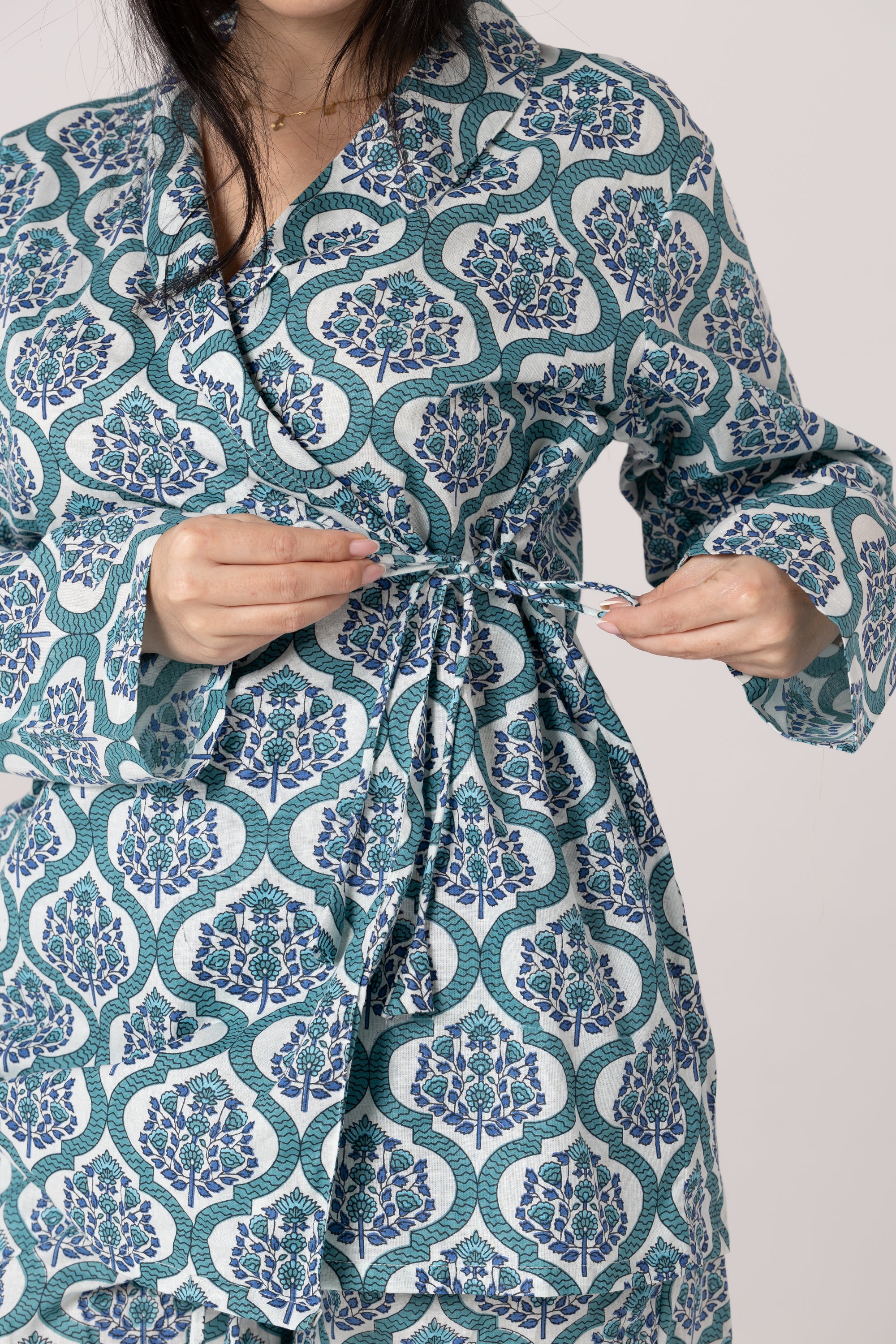 Blue Kimono Pajama Set