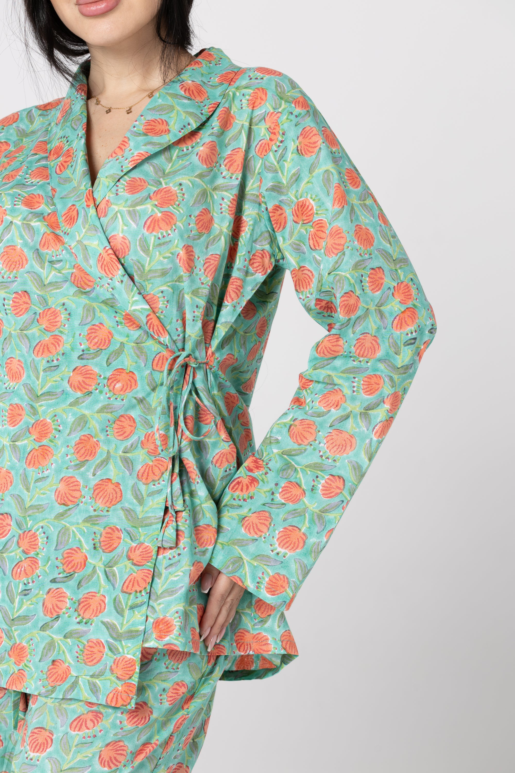 Peach Kimono Pajama Set