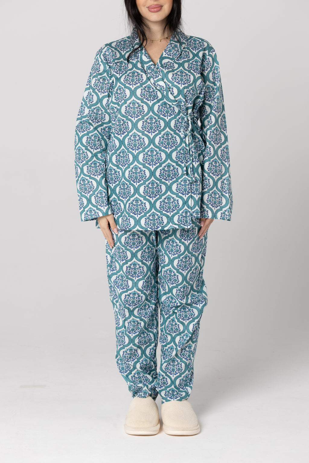 Blue Kimono Pajama Set