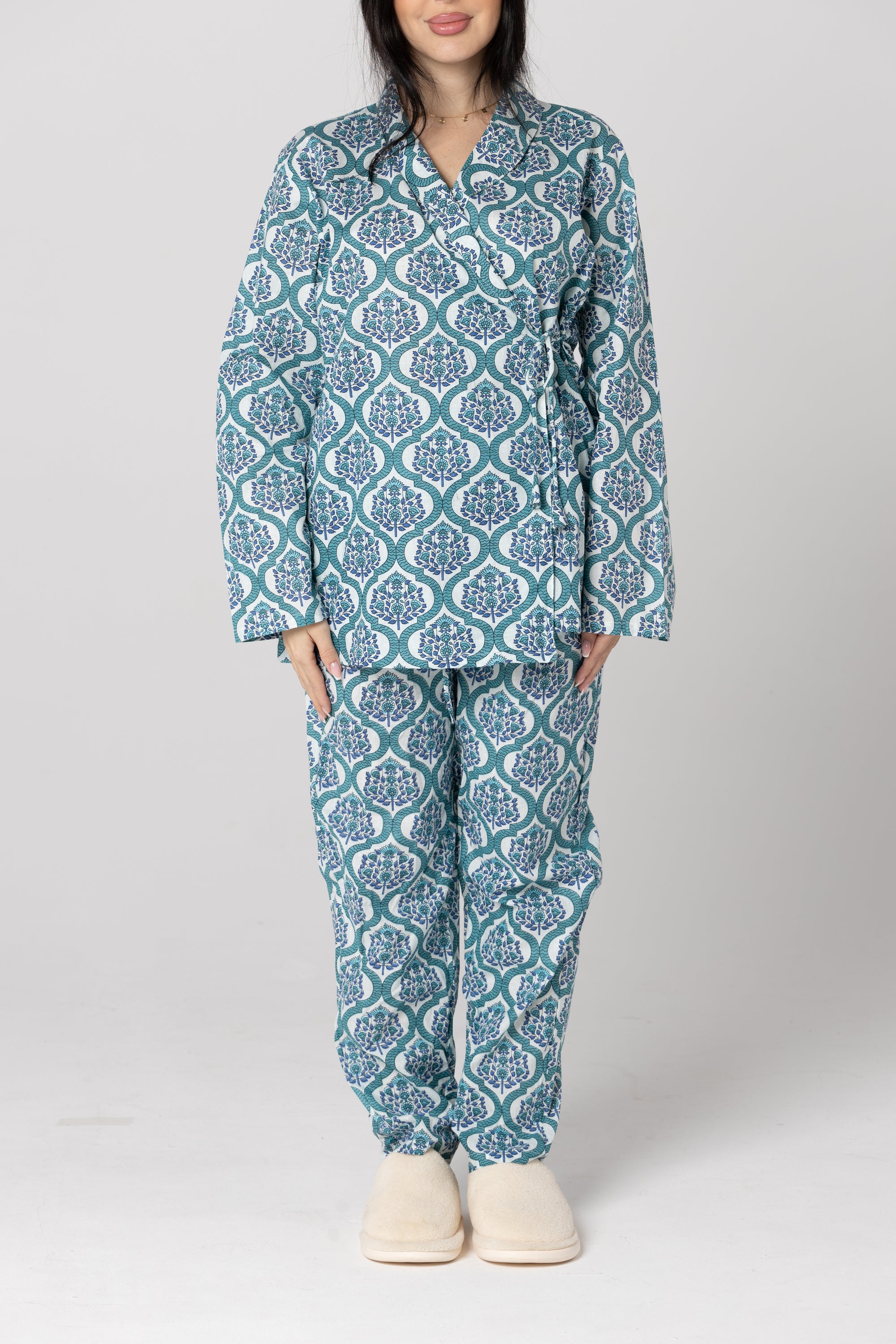 Blue Kimono Pajama Set