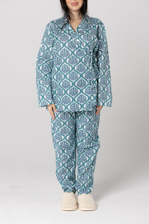 Blue Kimono Pajama Set