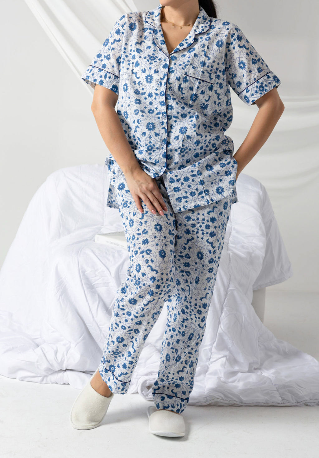 Floral Blue Short Sleeve Set