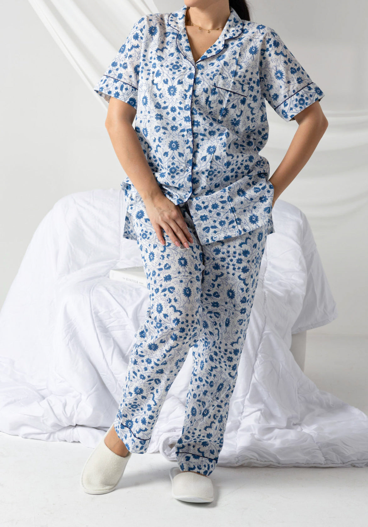 Floral Blue Short Sleeve Set