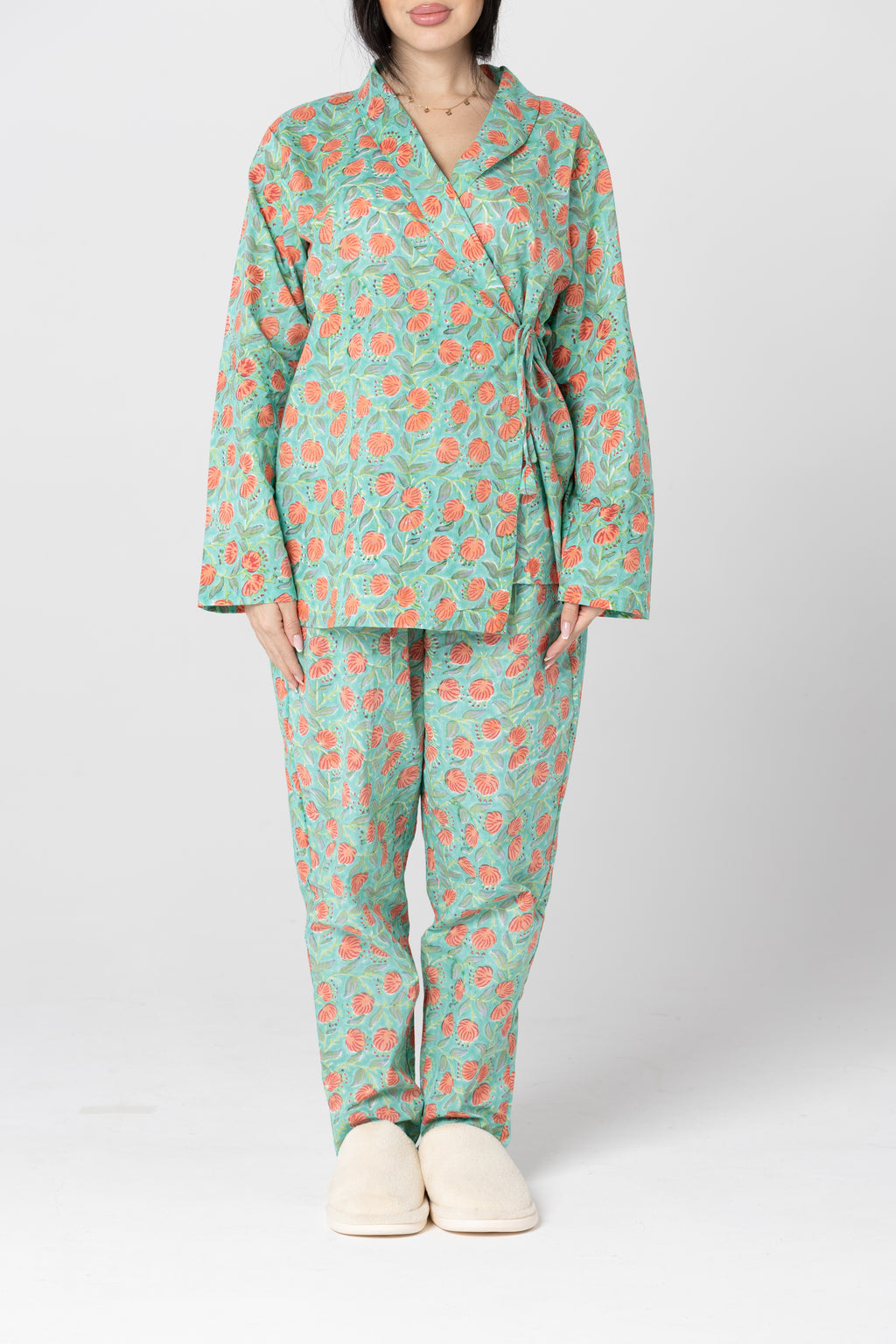 Peach Kimono Pajama Set