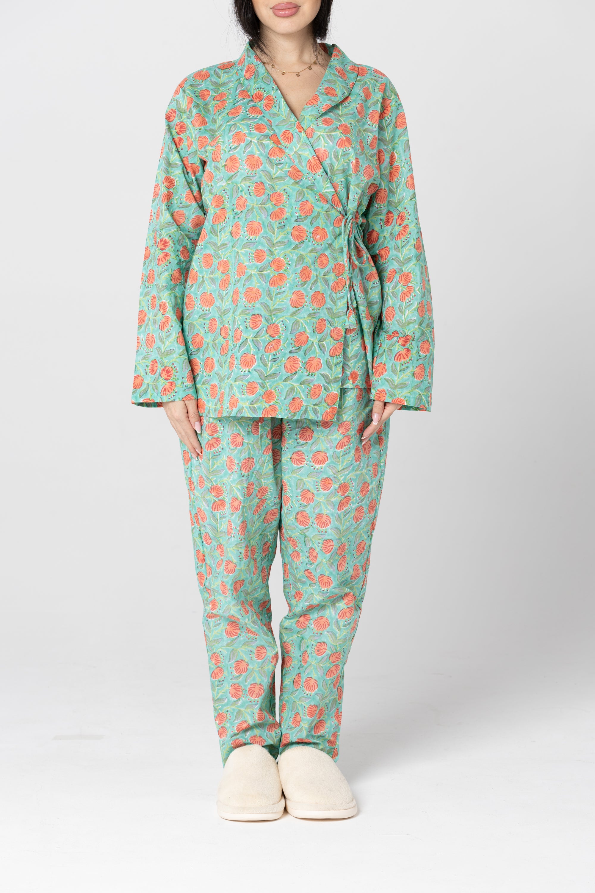 Peach Kimono Pajama Set