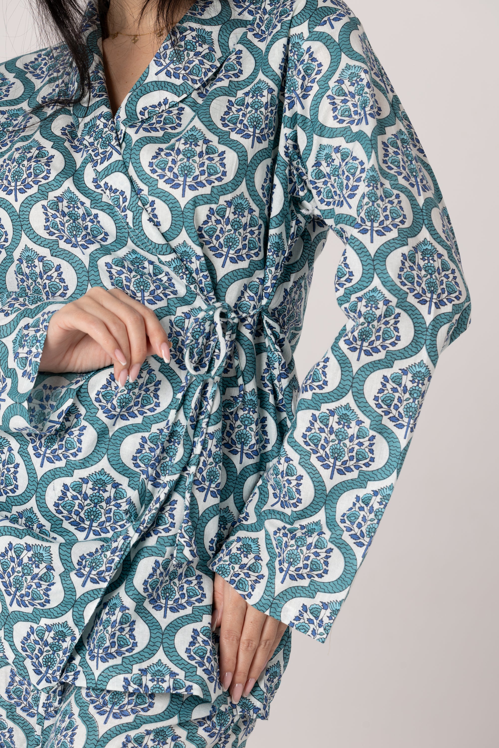 Blue Kimono Pajama Set
