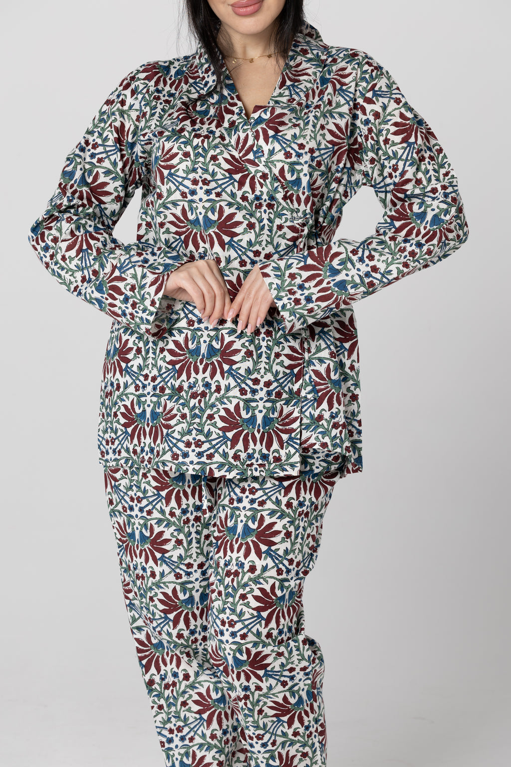 Burgundy Kimono Pajama Set