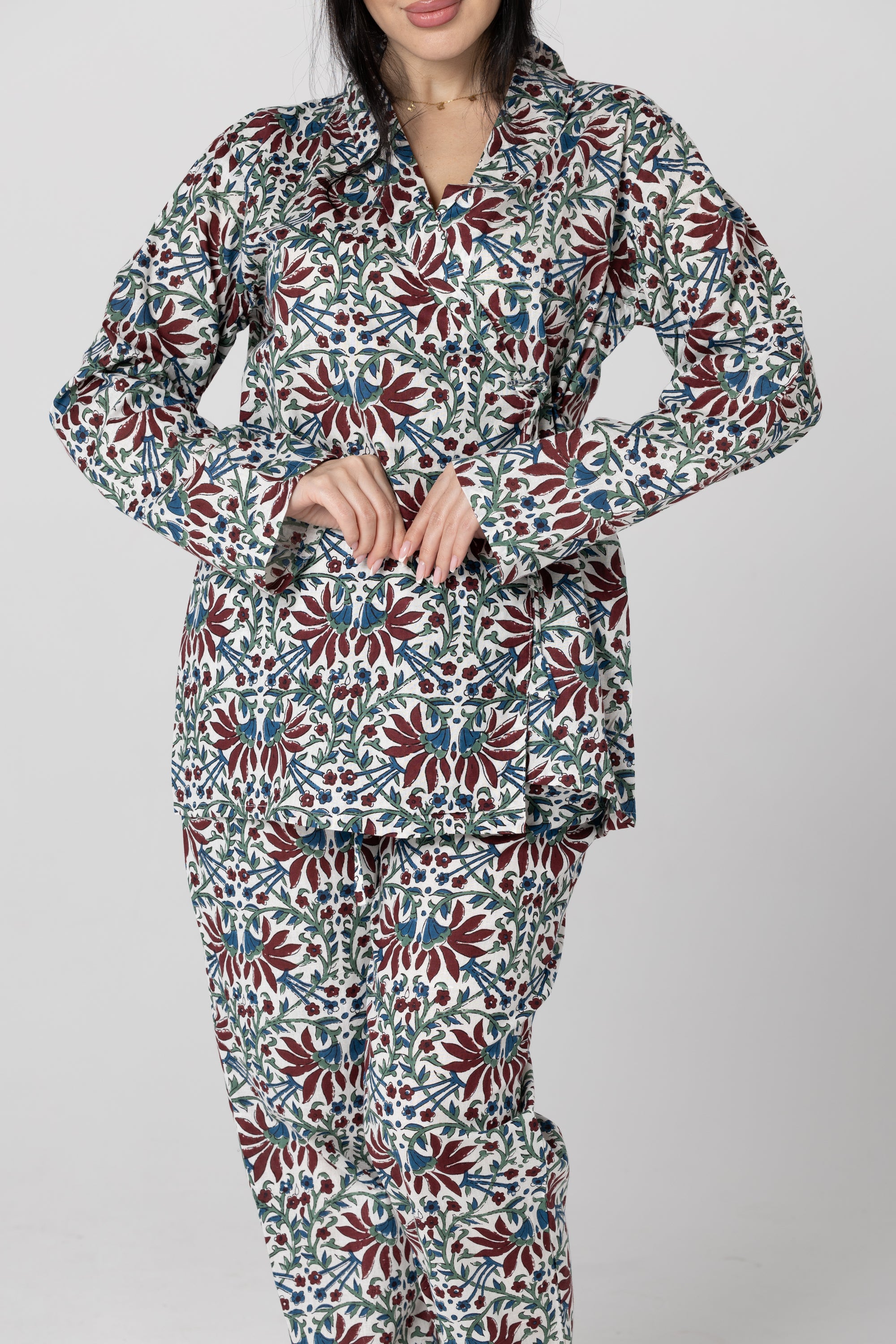 Burgundy Kimono Pajama Set
