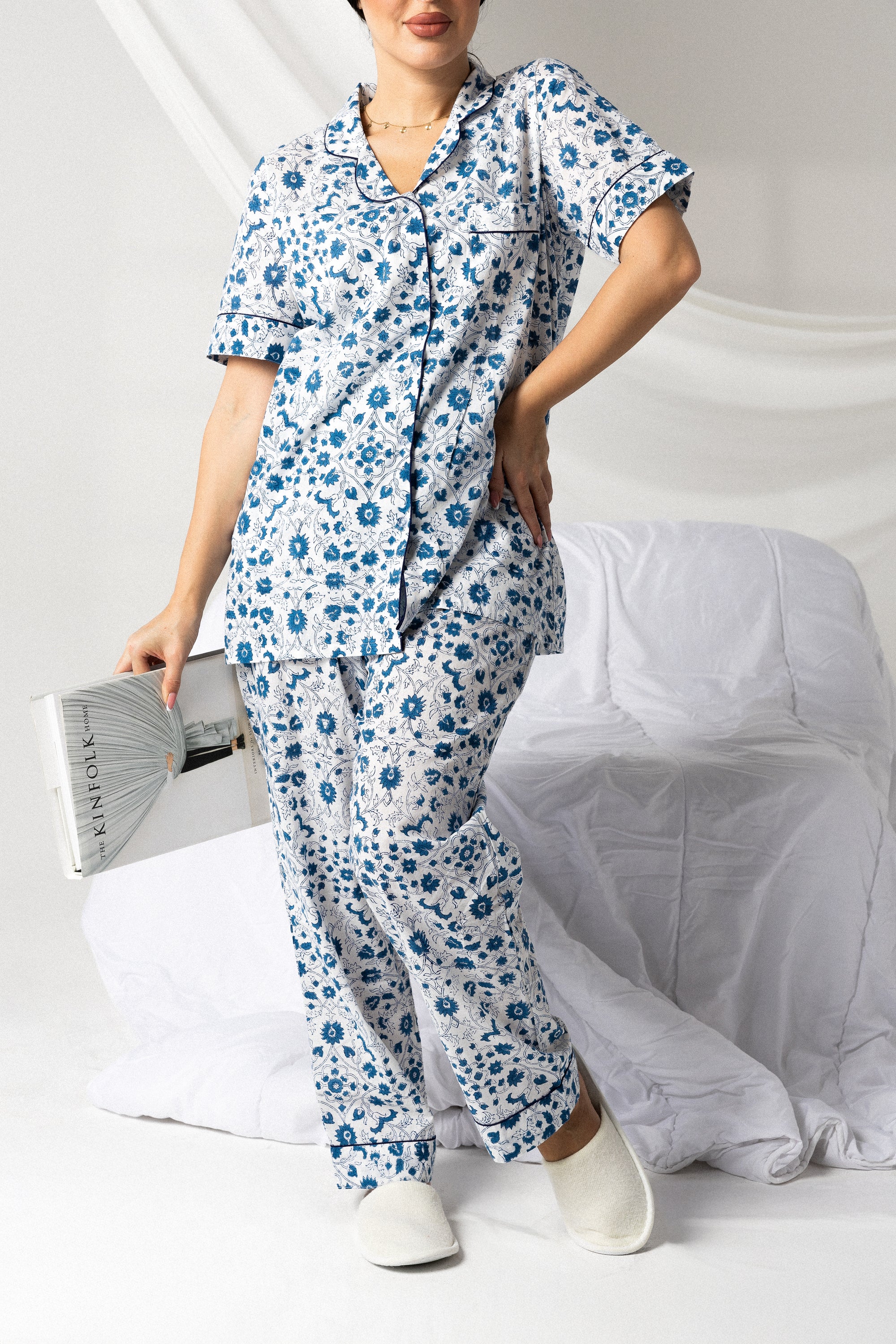 Floral Blue Short Sleeve Set